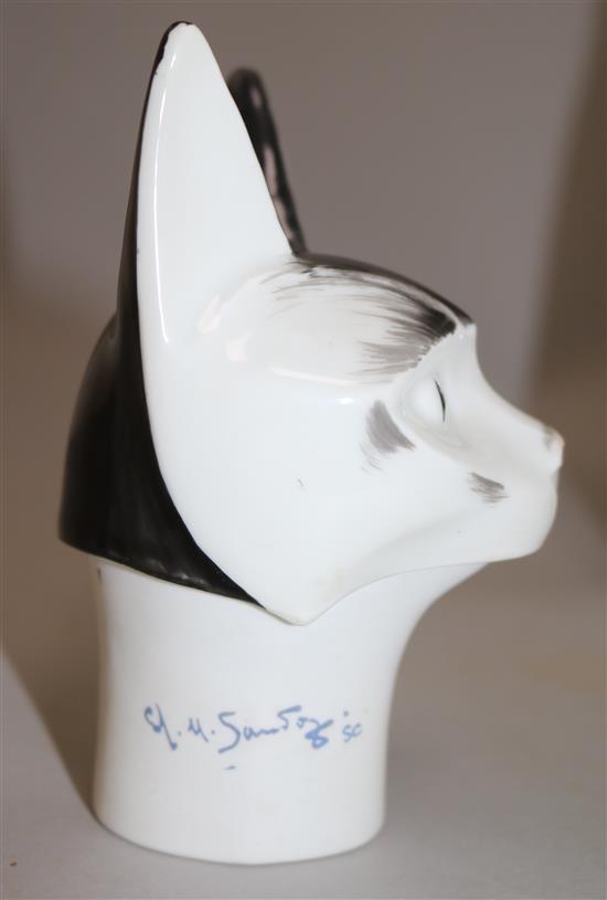 An Art Deco Haviland pottery cat decanter, designed by Edouard Marcel Sandoz, 30cm